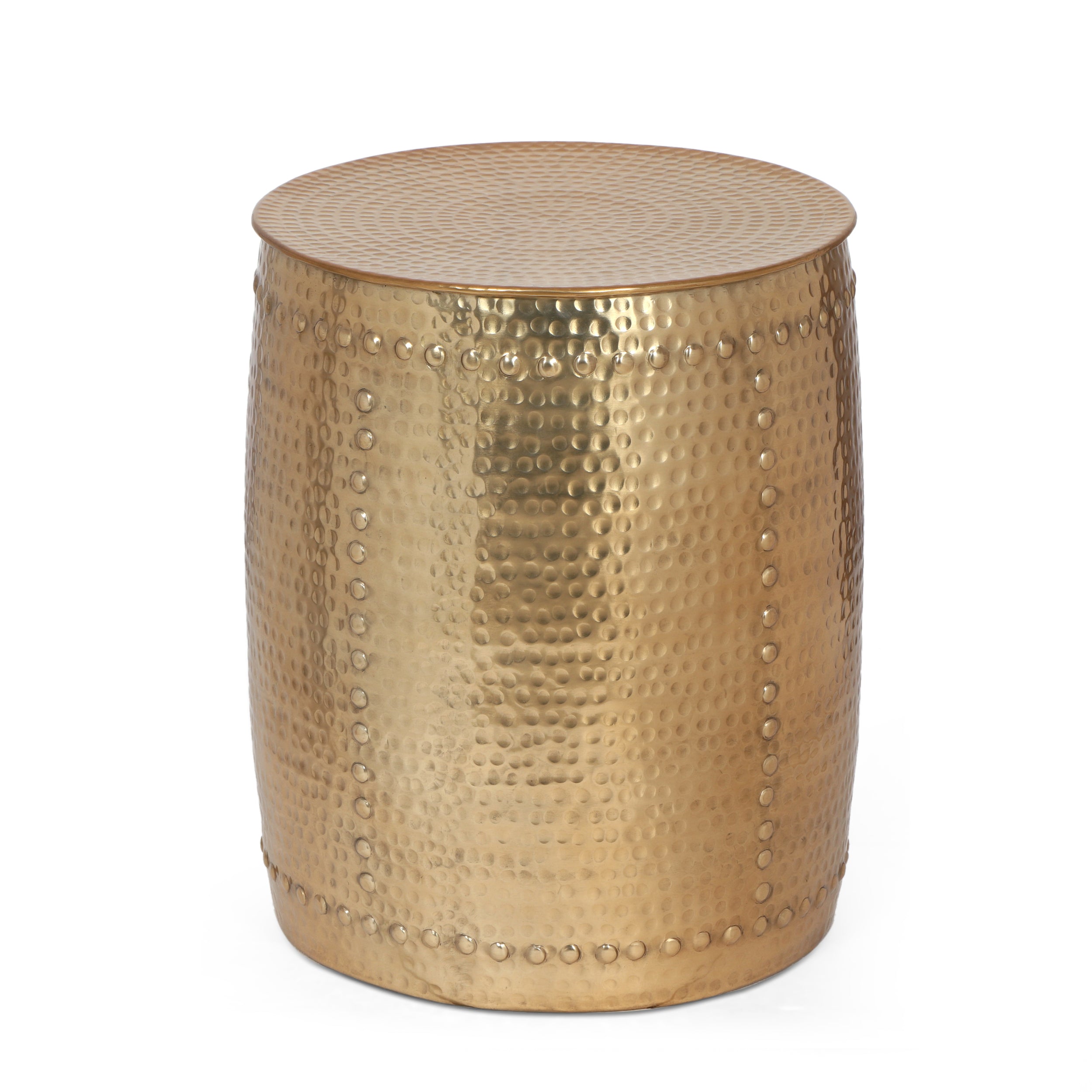 Muffley Modern Handcrafted Aluminum Studded Side Table, Brass