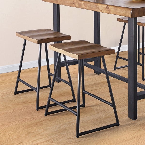 Carbon Loft Leona Natural Honey Counter Stool - Set of 2