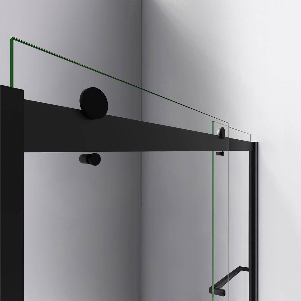 DreamLine Sapphire 56 in. - 60 in. W x 60 in. H Sliding Semi Frameless Tub Door in Satin Black with Clear Glass SHDR-6360602-09