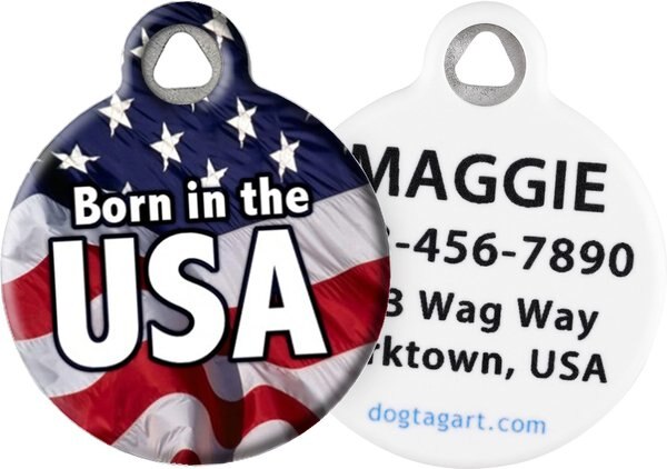 Dog Tag Art Born in the USA Personalized Dog and Cat ID Tag