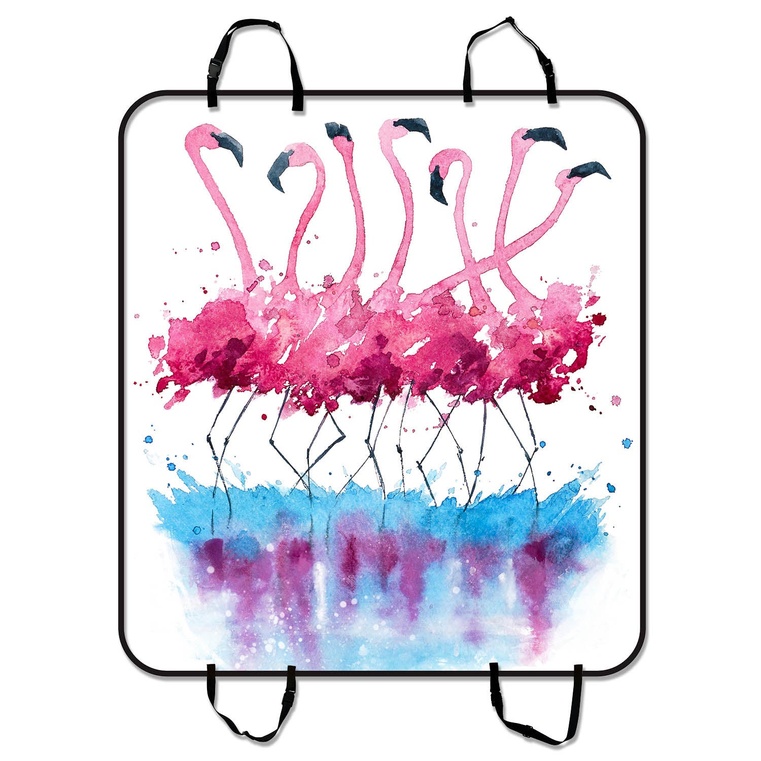 YKCG Joyful Pink Flamingo Watercolor Painting Pet Seat Cover Car Seat Cover for Pets Cargo Mats and Hammocks for Cars Trucks and SUVs 54x60 inches