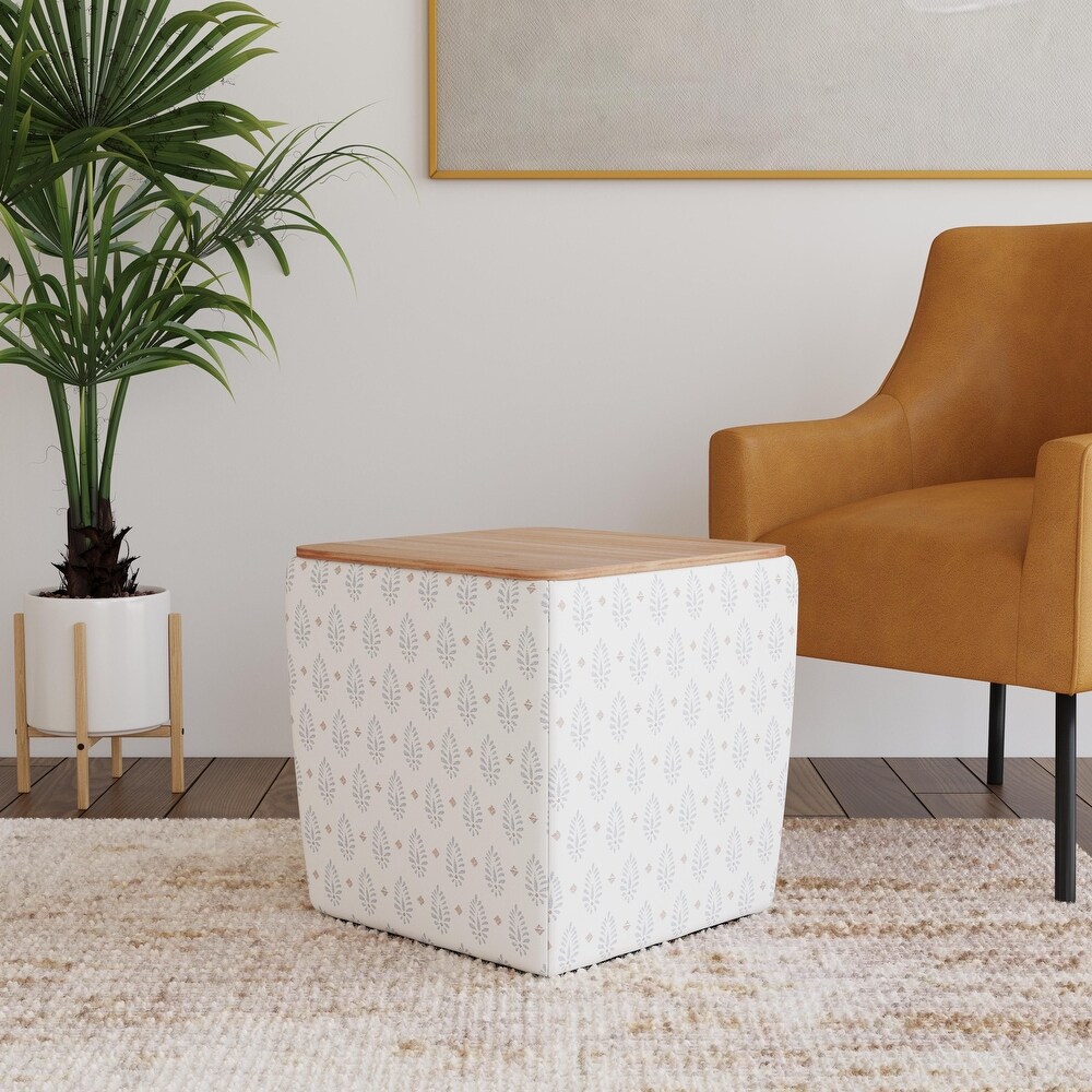 HomePop Storage Table Ottoman with Wood Top