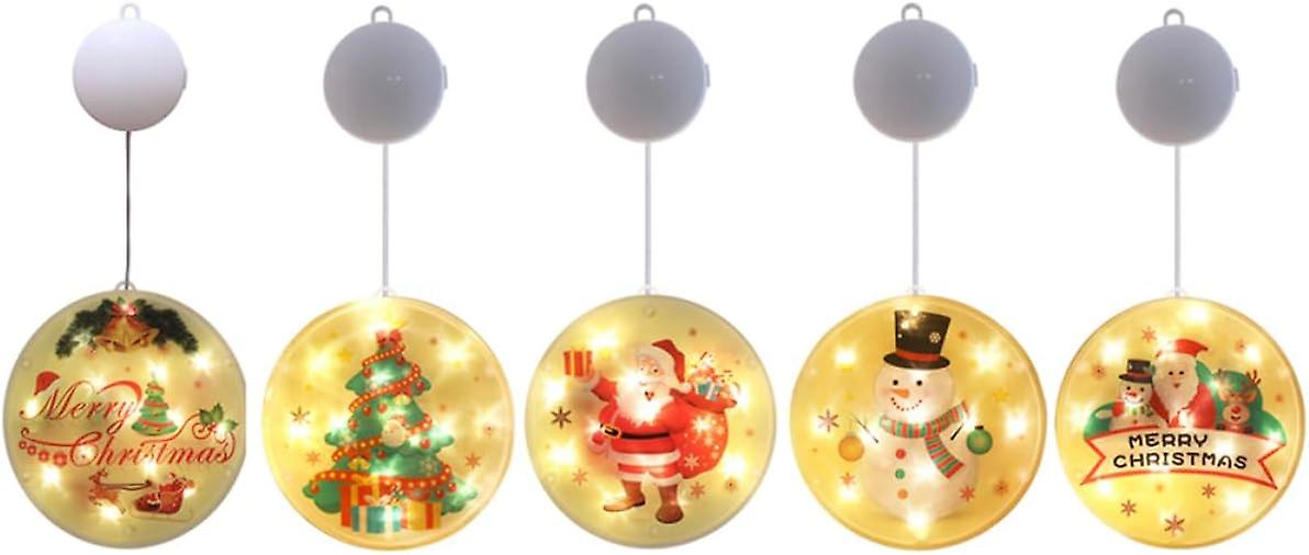 5Pcs Christmas Suction Cup Hanging Lights LED Decor Christmas Decor Christmas Lights Indoor Santa Li