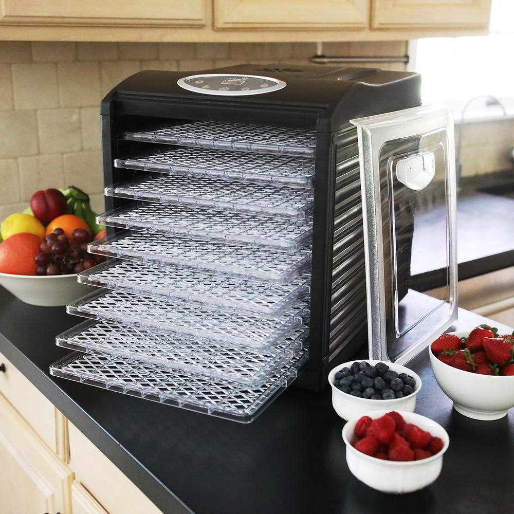 Ivation 9 Plastic Tray Food Dehydrator For Snacks Herbs Fruit and Beef Jerky IVFD90RBWH