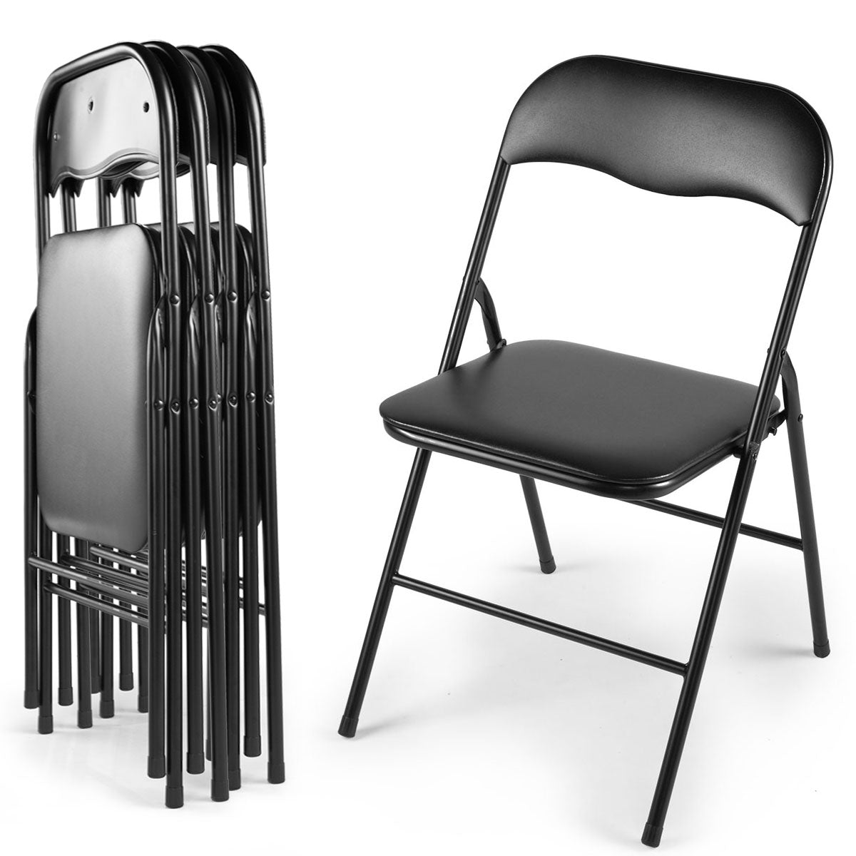 Jaxpety 5 Pack Commercial Plastic Folding Chairs Stackable Wedding Party Event Black