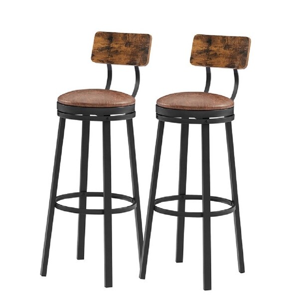 2Pcs Industrial Backrest Style Bar Stools with Metal Frame