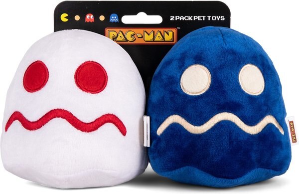 Fetch For Pets Pac-Man Turn-To-Blue and Turn-To-White Plush Squeaky Dog Toy， Small， 2 count