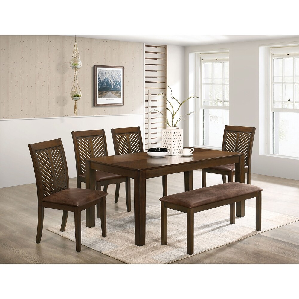 Furniture of America San Gabriel Farmhouse Walnut 65 inch Dining Table