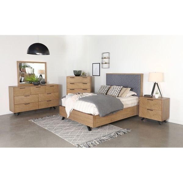 Justine Light Honey Brown and Grey 5-piece Bedroom Set - - 36964687