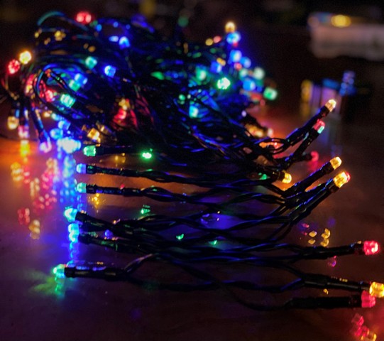 24 FT 96 LED Multicolor Black Wire 8 Function Twinkle Battery Operated