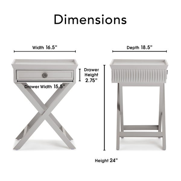 Finch Ashby Bedside Table with Drawer， Gray