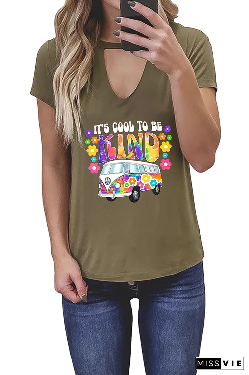 Cool To Be Kind Retro Bus Graphic Tees for Women Wholesale Short Sleeve T shirts Top