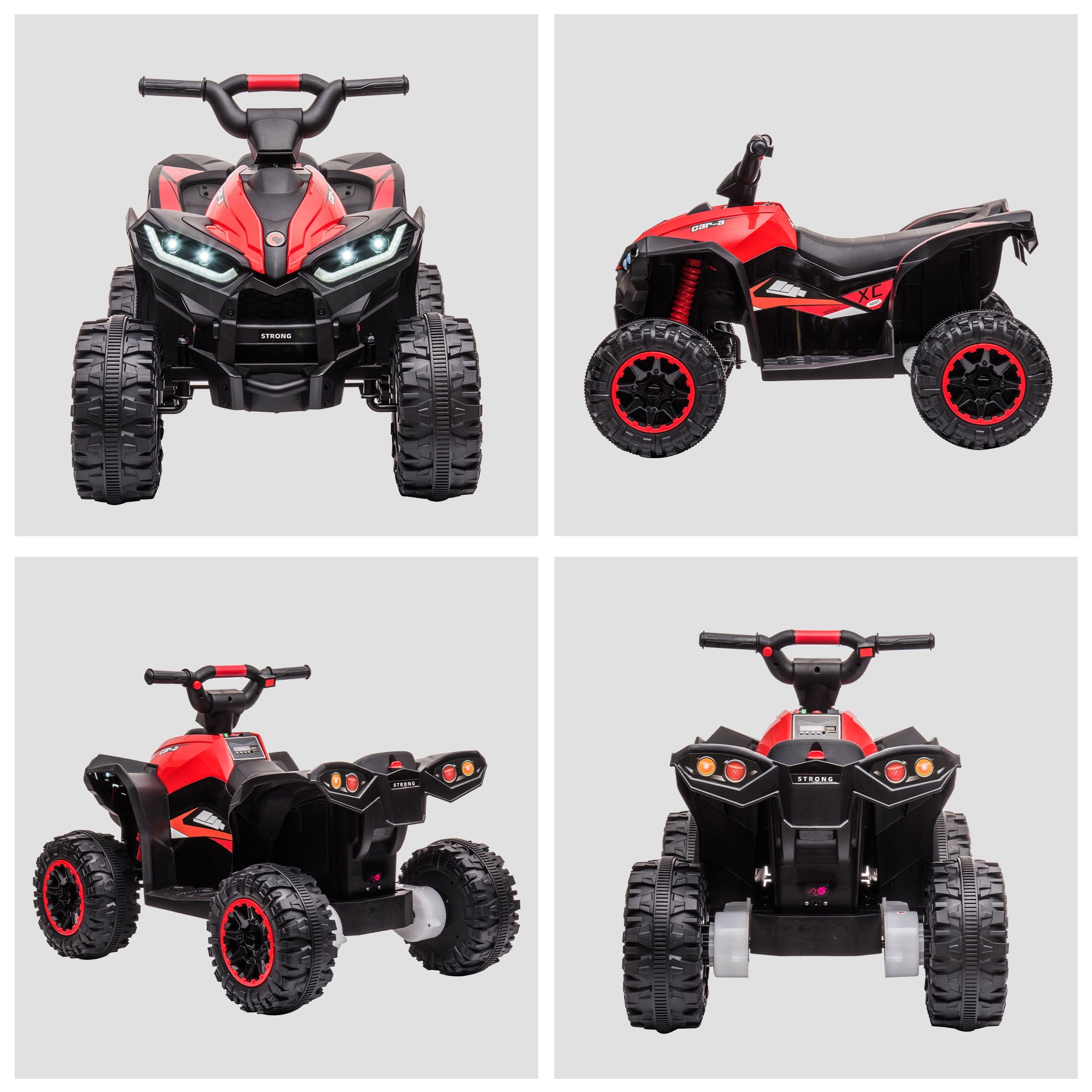 Aosom 12V Kids ATV Quad Car with Forward & Backward Function, Four Wheeler for Kids with Wear-Resistant Wheels, Music, Electric Ride-on ATV for Toddlers Ages 3-5 Years Old, Red