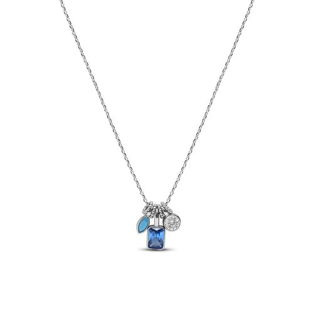 Stia  Trickle Down Turq - Bezel Cluster Necklace in Silver