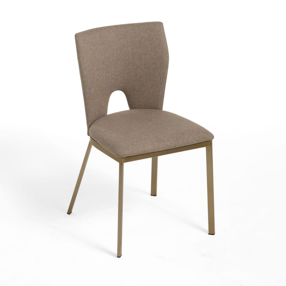 Modrest Burton Modern Beige   Brass Dining Chair (Set of 2)