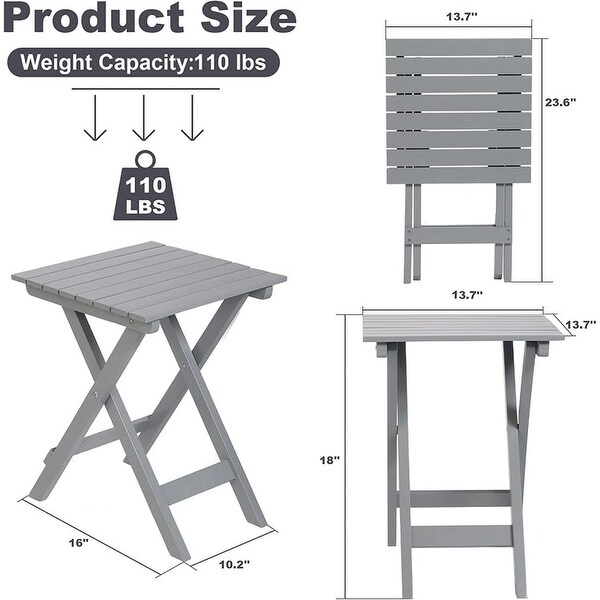 Outdoor Wooden Folding Square Side Table，Portable Lounge End Table