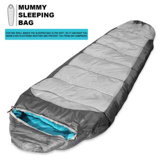 KHOMO GEAR 3-Season Mummy Style Sleeping Bag in Gray GER-1134