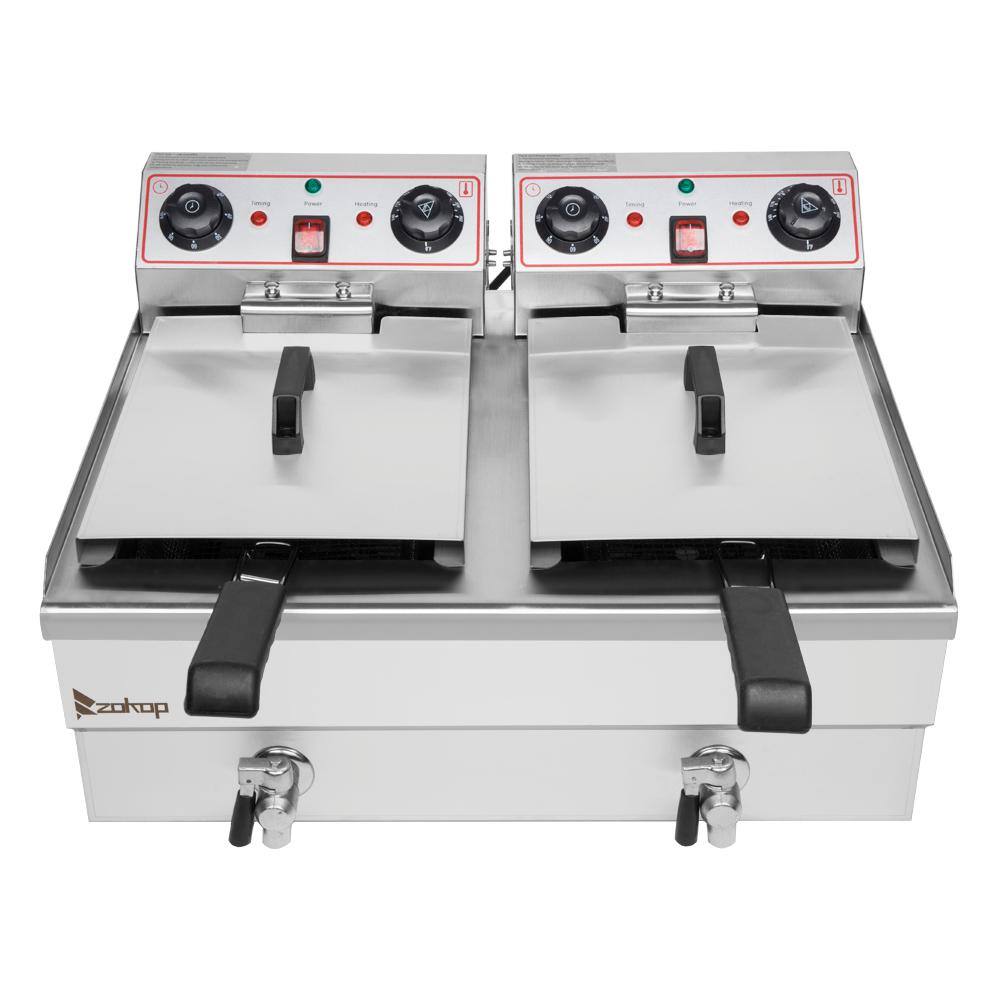 Winado 16.9 qt. Stainless Steel Single Tank Deep Fryer with Faucet 549650390319