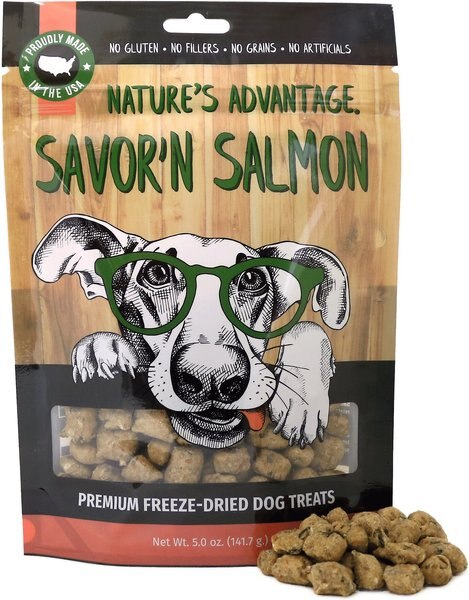 Nature's Advantage Grain-Free Savor'n Salmon Freeze-Dried Dog Treats， 5-oz bag