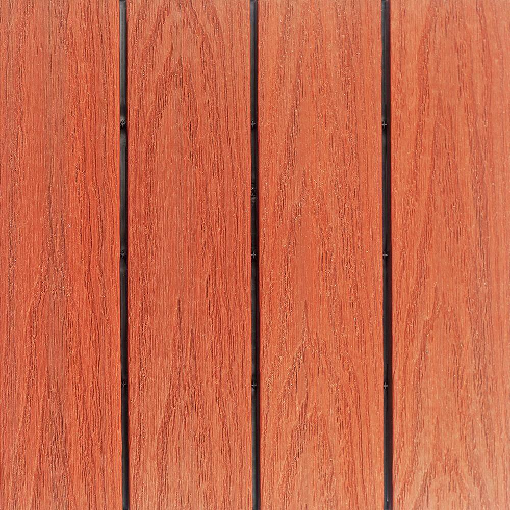 NewTechWood UltraShield Naturale 1 ft. x 1 ft. Quick Deck Outdoor Composite Deck Tile Sample in Madrid Red US-QD-ZX-HR-S