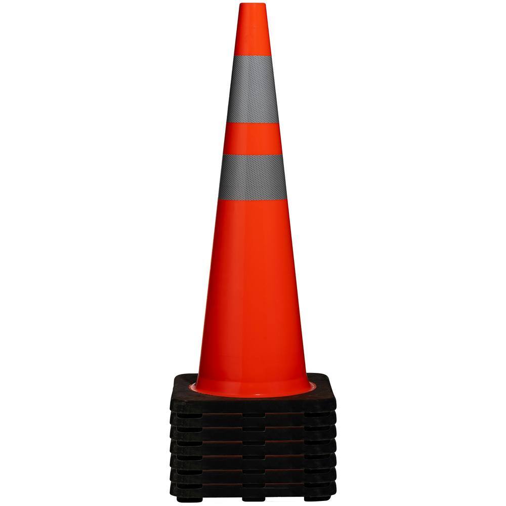 BOEN 28 in. Orange PVC Reflective Traffic Safety Cone TC-28R