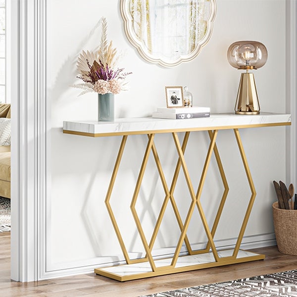 Modern Gold Console Table Sofa Table for Entrayway Living Room