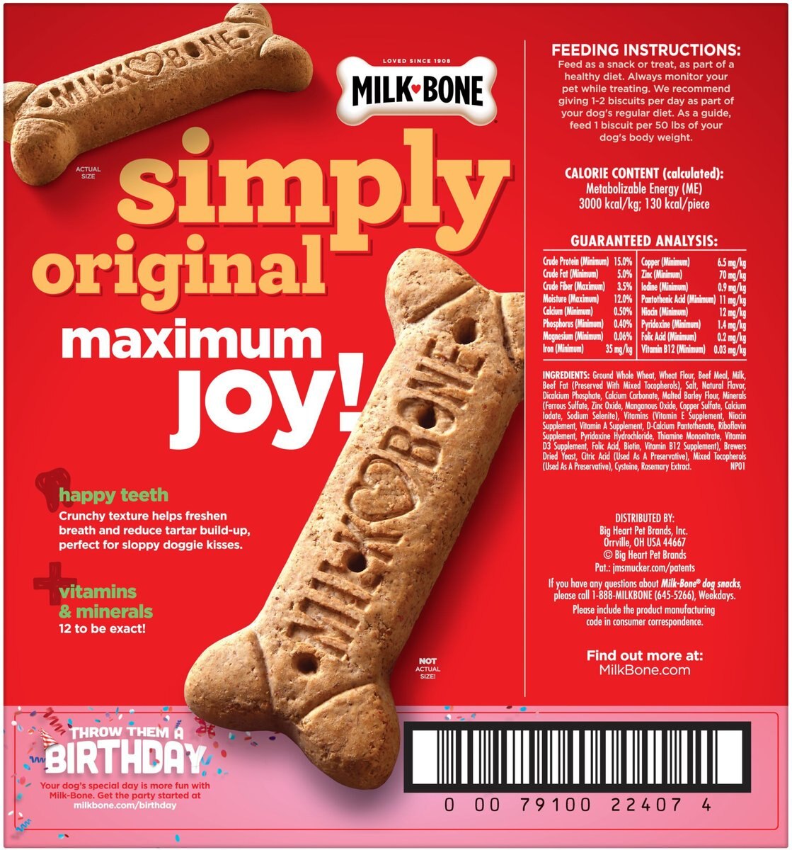 Milk-Bone Simply Original Dog Treats， Large Biscuits， 11-lb box