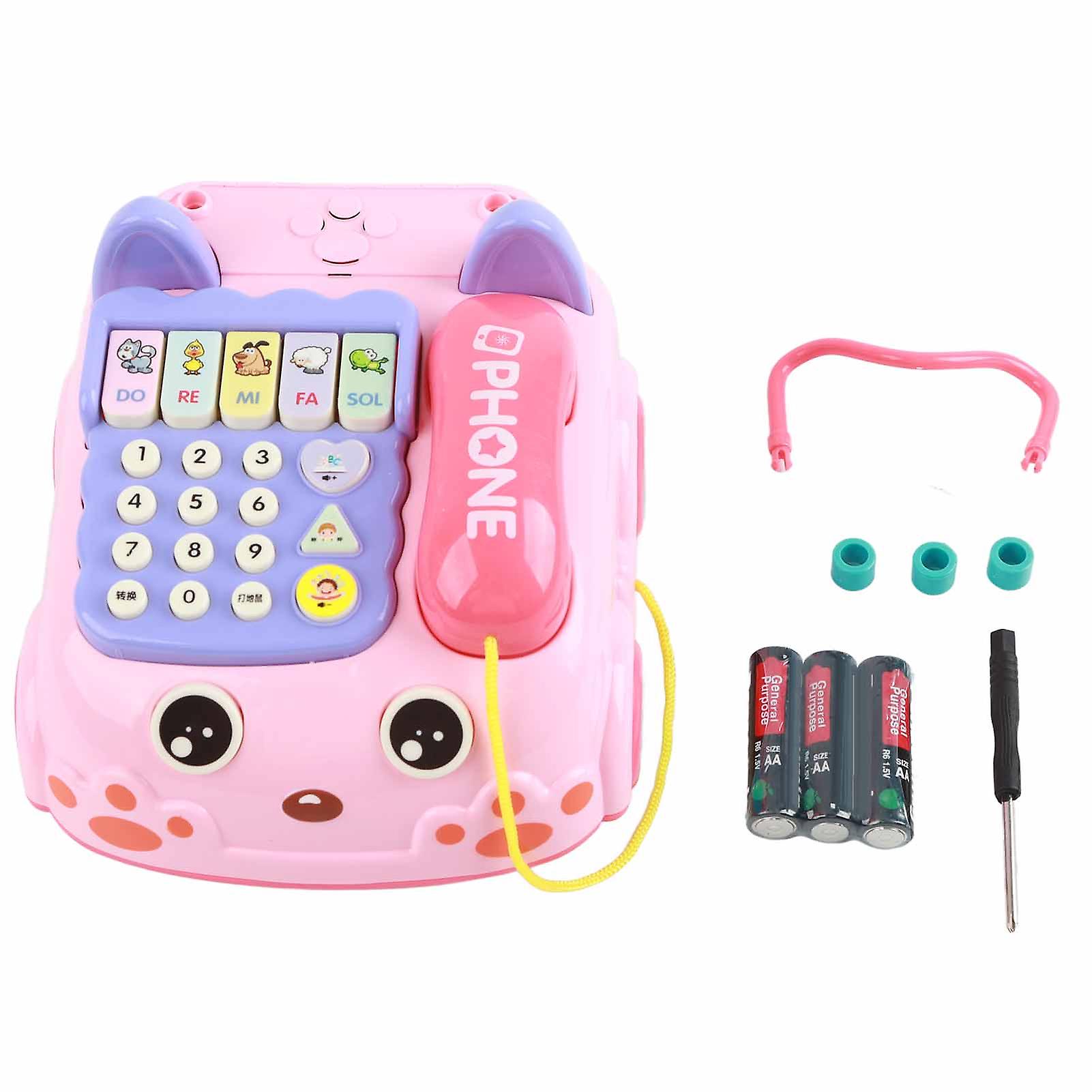 Toy Telephone Ordinary Battery Medium Telephone Simulation Educational Baby Telephone Toy Pink