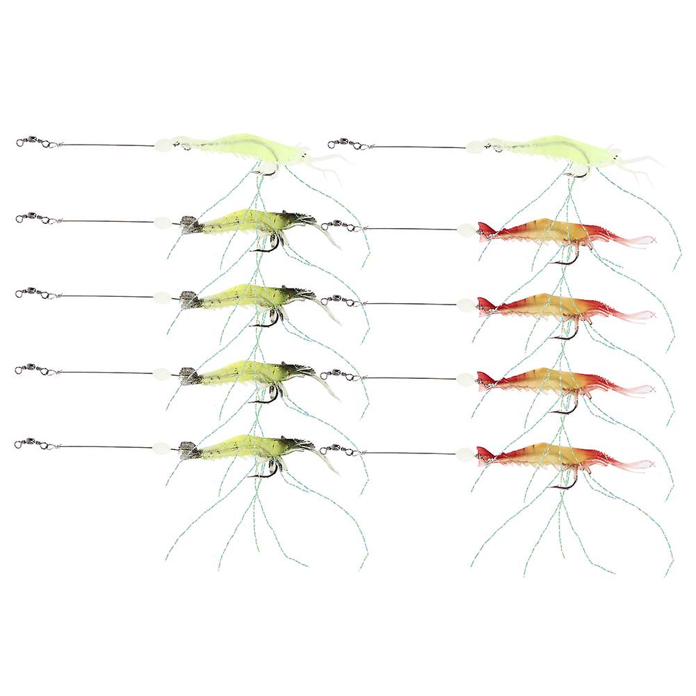 10pcs Artificial Simulation Shrimp Shape Luminous Soft Fish Lure Bait Fishing Tackle With Hook For Sea/fresh Water