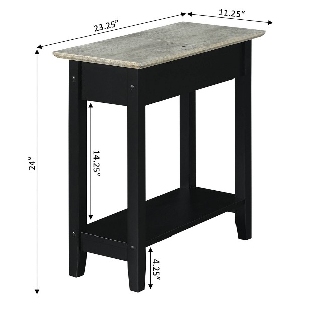 American Heritage Flip Top End Table With Charging Station And Shelf Breighton Home