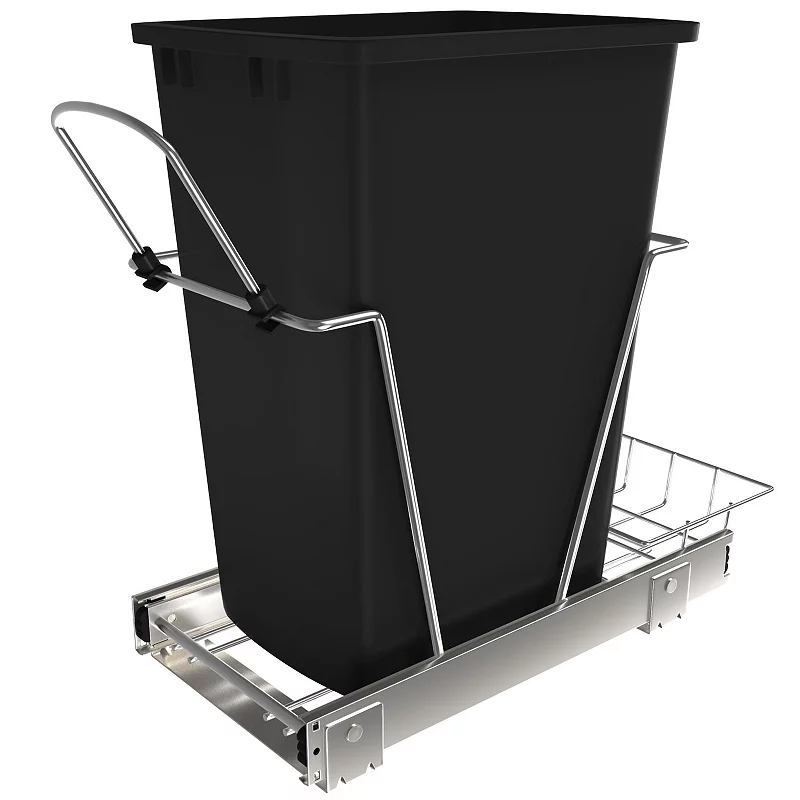 Rev-a-shelf Pull Out Trash Can 35 Qt For Kitchen Cabinets， Black， Rv-12kd-18c S