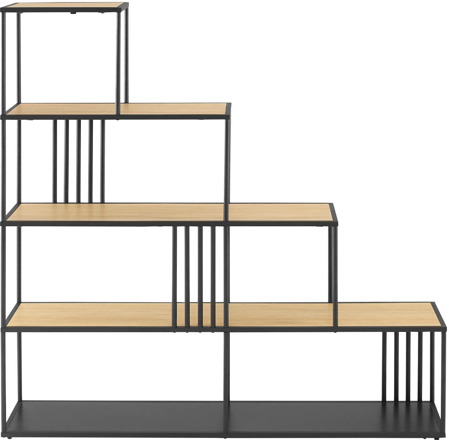 Vulcan Coastal Oak and Black Staircase Shape Bookshelf