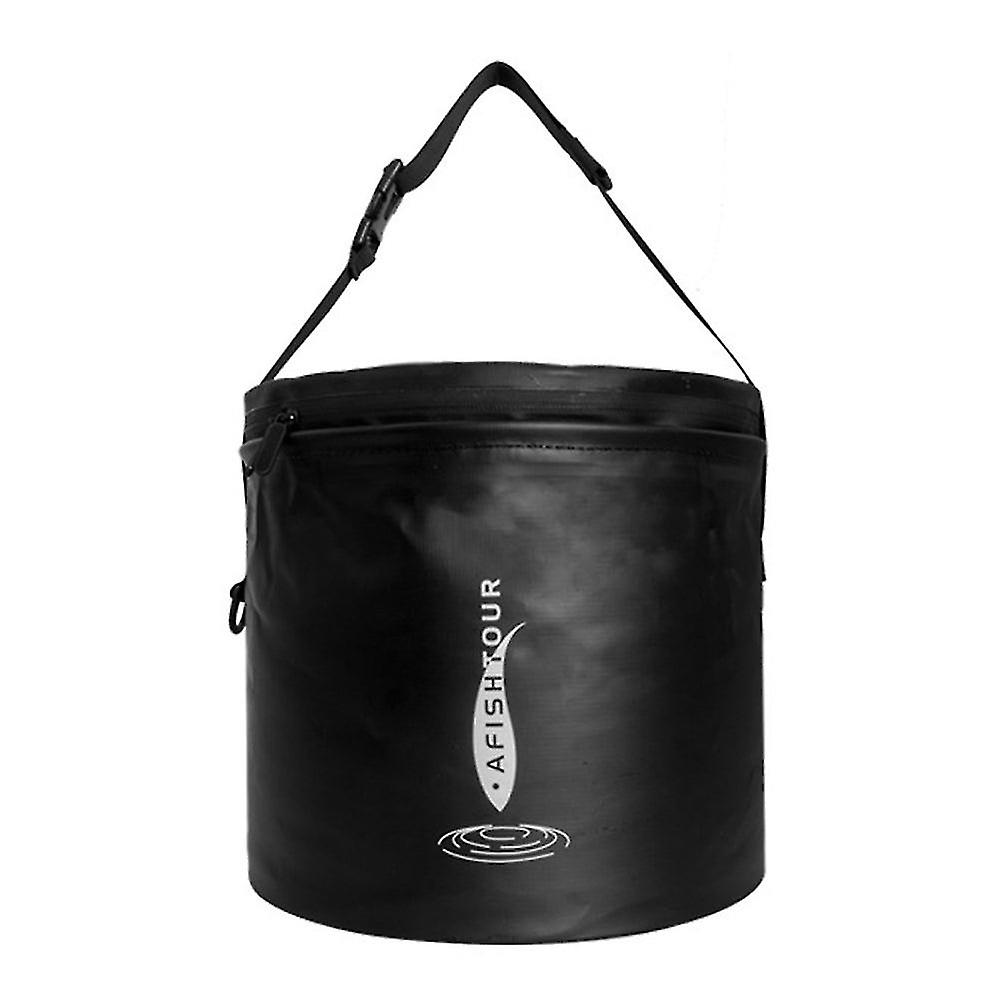 Foldable Fishing Bucket With Air Vents Portable Water Bucket With Adjustable Shoulder Strap For Camping Fishing Kayaking Boating