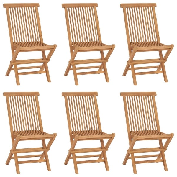 vidaXL Patio Folding Chairs Camping Garden Chair with Backrest Solid Wood Teak