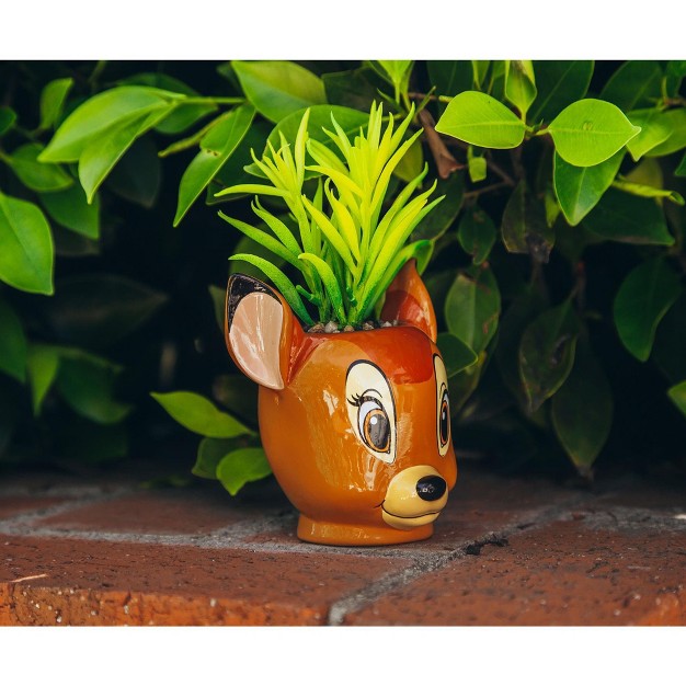 Silver Buffalo Disney Bambi 5 inch Ceramic Mini Planter With Artificial Succulent