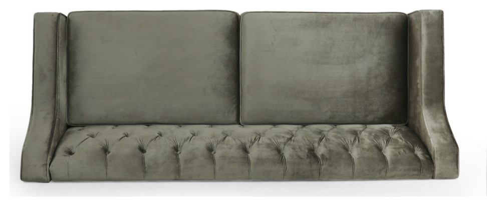 Jameer Modern Glam Tufted Velvet 3 Seater Sofa   Traditional   Sofas   by GDFStudio  Houzz