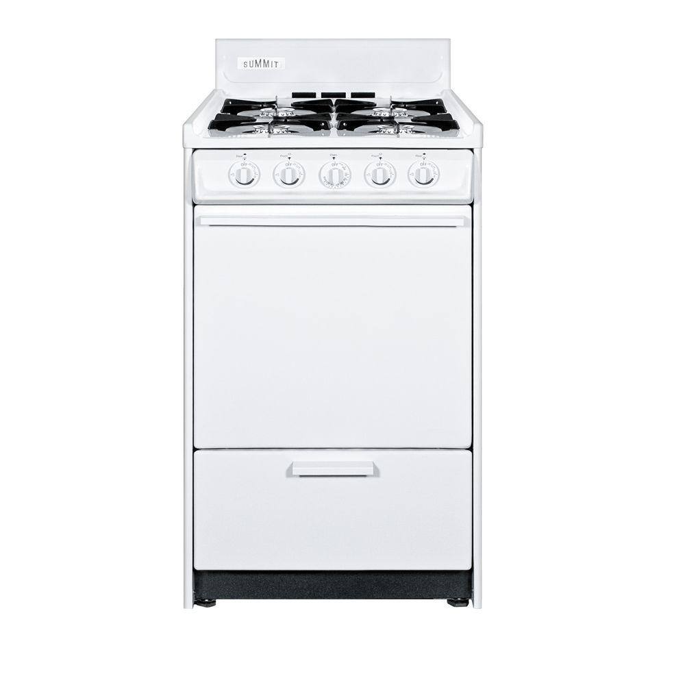 Summit Appliance 20 in. 2.46 cu. ft. LP Gas Range in White Battery Powered WLM110P