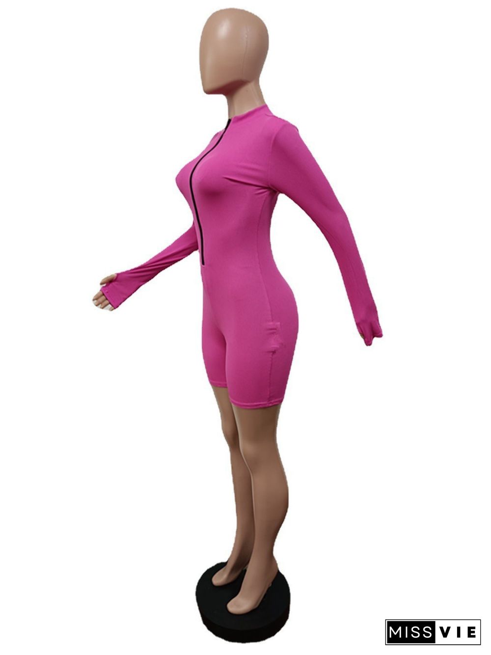 Solid Color Long Sleeve Fitness Stretch Rompers