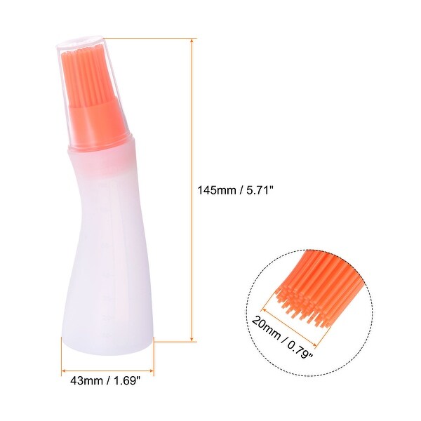 2pcs Silicone Oil Bottle Brush with Cap for Barbecue Cooking Baking， Orange