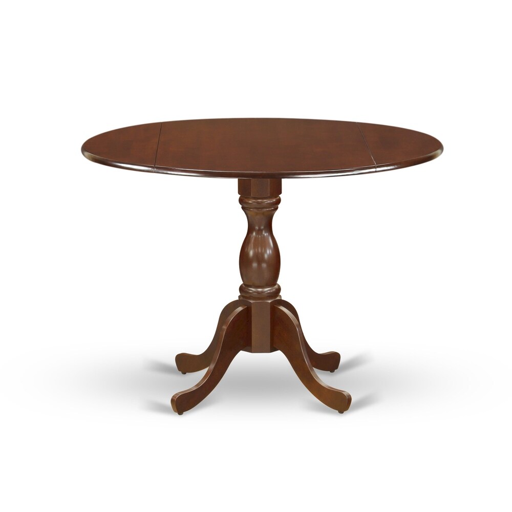 East West Furniture Dining Set Contains a Round Dining Table with Dropleaf and Kitchen Chairs  Mahogany (Pieces Option)