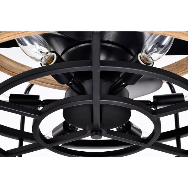 Amable 26 Inch Farmhouse and Industrial Style Matte Black Finish Lighted Ceiling Fandelier with Remote Shopping - The Best Deals on Ceiling Fans | 39465765