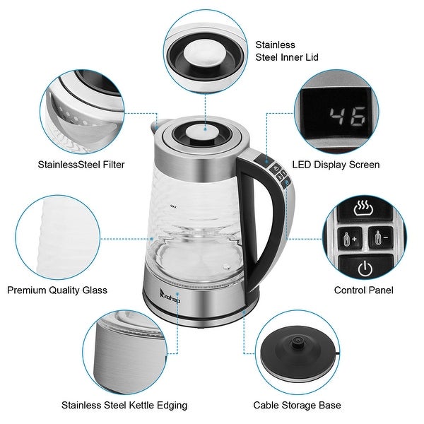 2.2L 1100W Electric Kettle with Blue Light and Electronic Handle