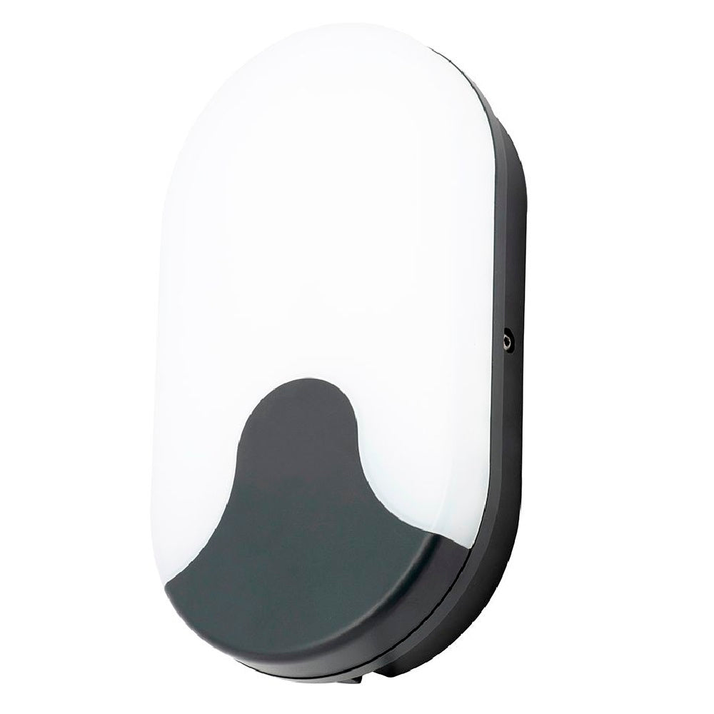 Britalia BRCZ-34016-BLK LED CCT Black & White Diffuser Outdoor Modern Oval Bulkhead Wall Light 21cm