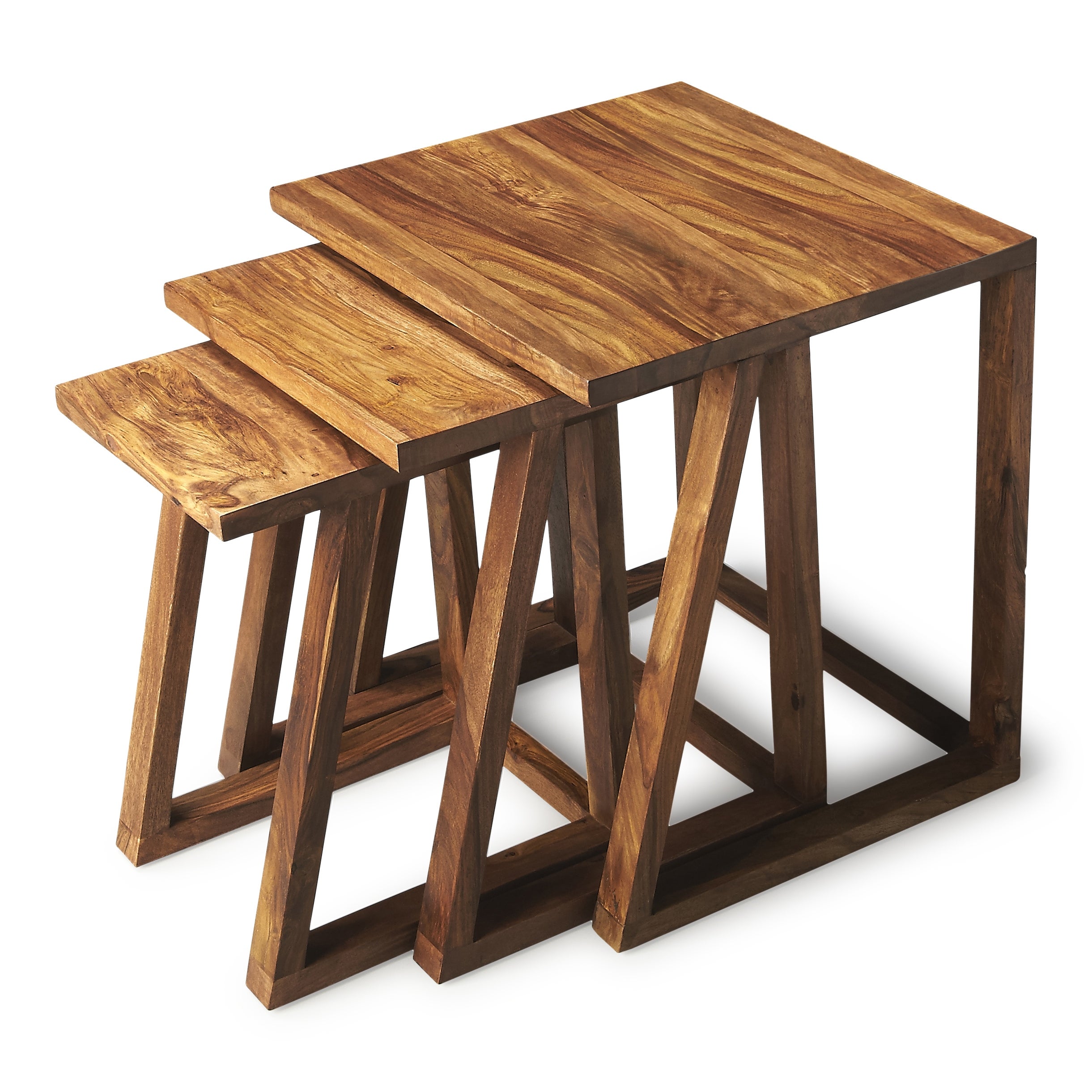 Contemporary Wooden 3-in-1 Nesting Tables (India)