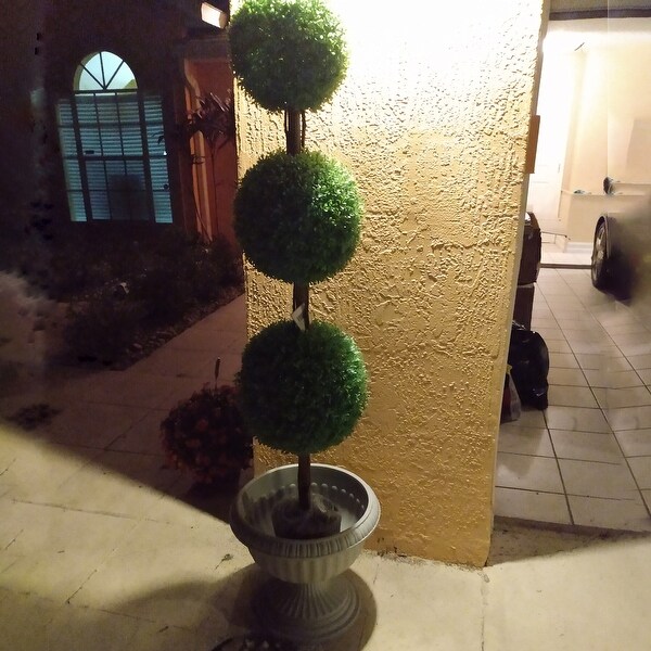 60 Triple Sphere Artificial Boxwood Topiary Potted Plant