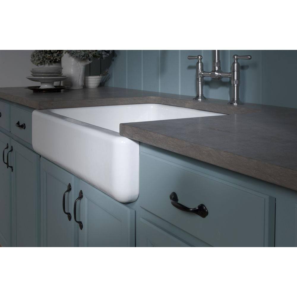 KOHLER Whitehaven Farmhouse Apron-Front Cast Iron 30 in. Single Basin Kitchen Sink in Biscuit K-6486-96