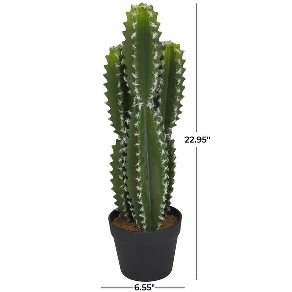 Faux Foliage Cactus Artificial Plant with Realistic Leaves and Black Round Pot