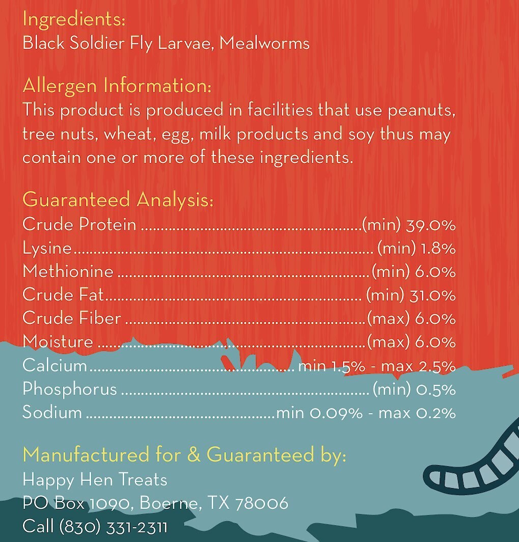 Happy Hen Treats Double Frenzy Mealworm and Black Soldier Fly Larvae Chicken Treats