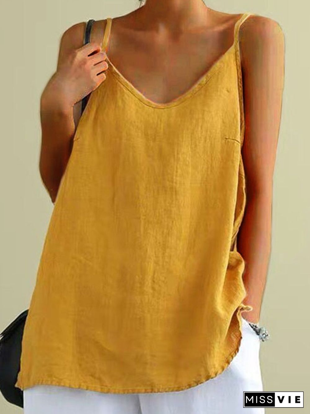 Ladies Cotton Linen Loose Casual Camisole