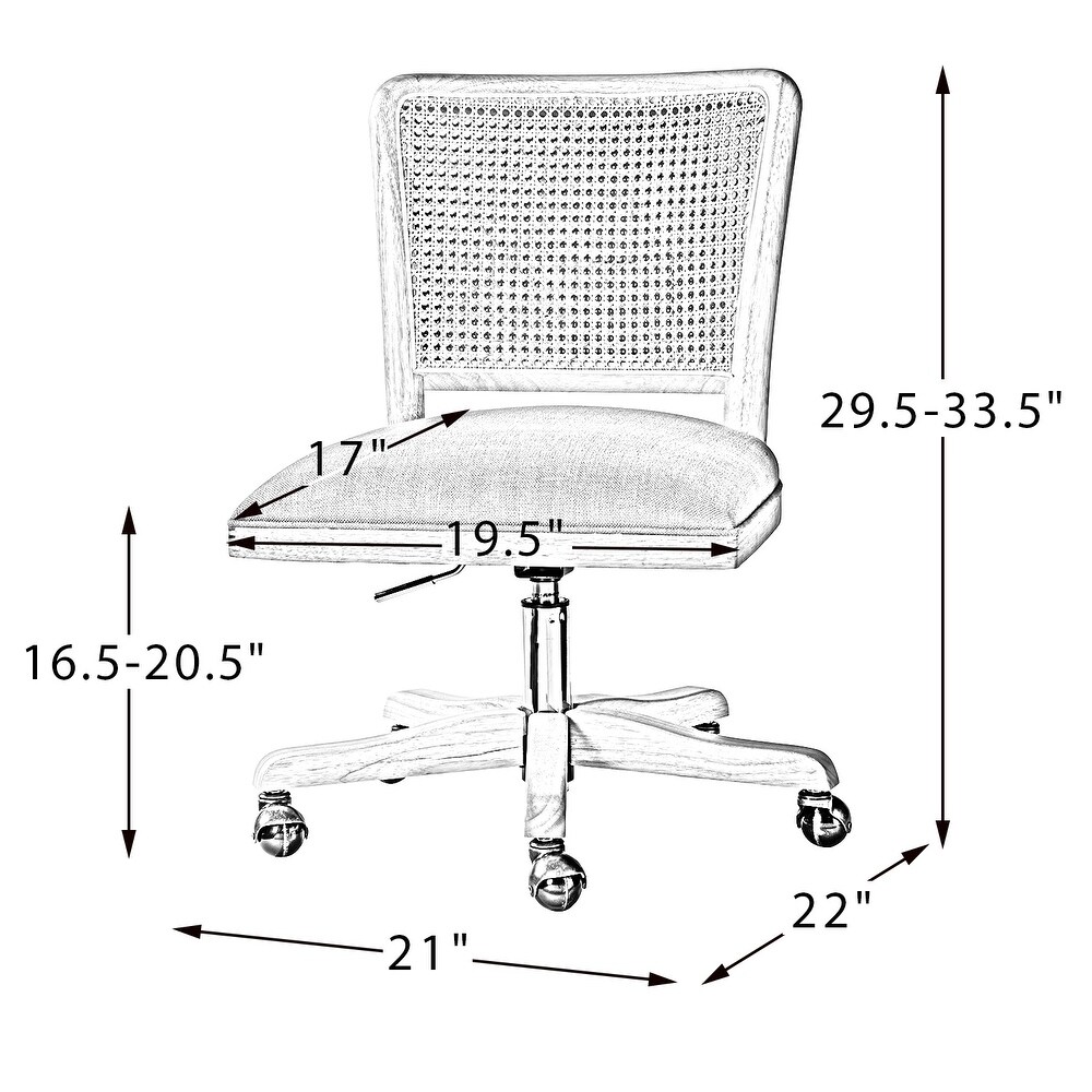 Calcutta Modern Rattan Back Task Chair with Solid Wood Legs by HULALA HOME